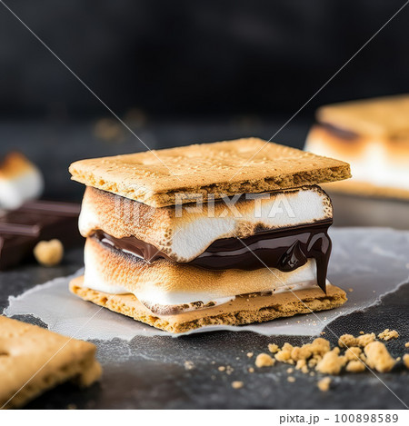 AI generated Sweet dessert with chocolate and marshmallows. Selective focus 100898589