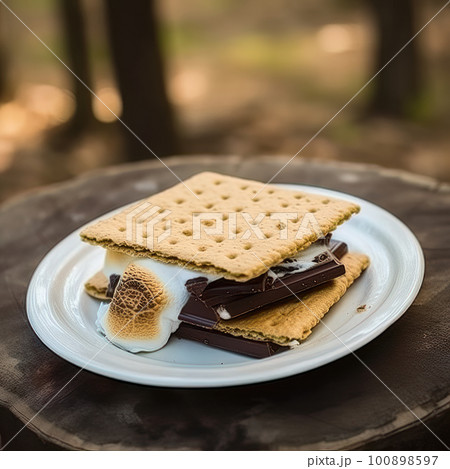 AI generated Sweet dessert with chocolate and marshmallows. Selective focus 100898597