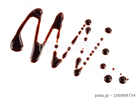 Balsamic vinegar isolated on white background. Top view. Flat lay 100898734