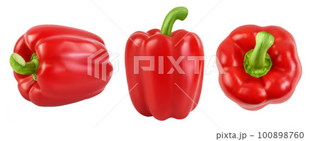 red sweet bell pepper isolated on white background. Set or collection red sweet bell pepper isolated on white background. Set or collection 100898760
