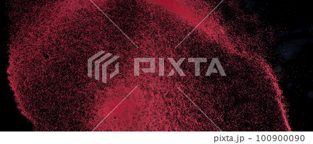 Small size red Sand flying explosion, blood sands grain wave explode. Abstract cloud fly. Red colored sand splash throwing in Air. black background Isolated high speed shutter, throwing freeze stop Small size red Sand flying explosion, blood sands grain wave explode. Abstract cloud fly. Red colored sand splash throwing in Air. black background Isolated high speed shutter, throwing freeze stop 100900090