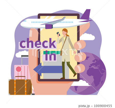 スマートフォンと旅行に出かける女性 100900455