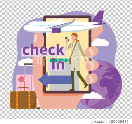 スマートフォンと旅行に出かける女性 100900455