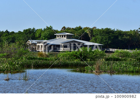Green Cay Nature Center visitor pavilion in Boynton Beach, Florida. 100900982