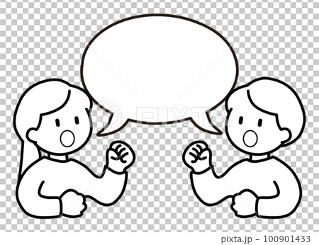 発言する男女と吹き出しのベクターイラスト 発言する男女と吹き出しのベクターイラスト 100901433