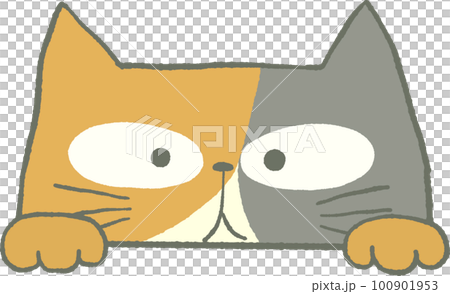 Illustration of a cute cat peeking 100901953