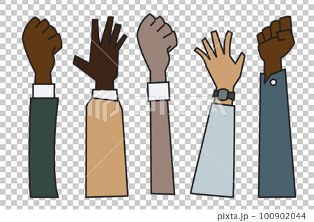 people raising hands that are different Ethnicity, gender, age and skin color people raising hands that are different Ethnicity, gender, age and skin color 100902044