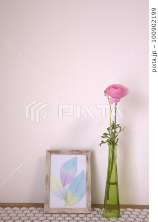 ラナンキュラスと額 100902199