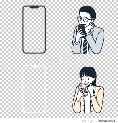 根據背景顏色使用智能手機應用程序/智能手機框架(黑色、奶油色)的工作成年人 根據背景顏色使用智能手機應用程序/智能手機框架(黑色、奶油色)的工作成年人 100902854