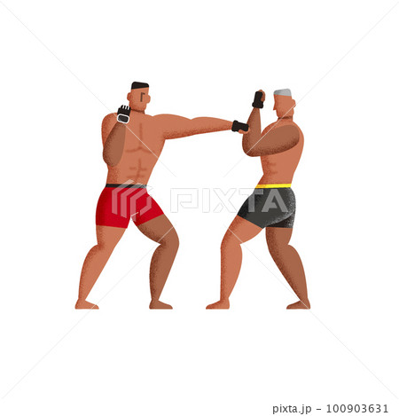 総合格闘技 MMA　パンチする男性のイラスト 100903631