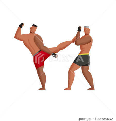 総合格闘技 MMA　キックする男性のイラスト 100903632