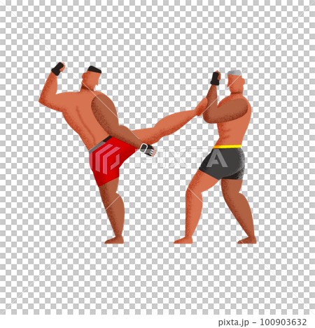 総合格闘技 MMA　キックする男性のイラスト 100903632