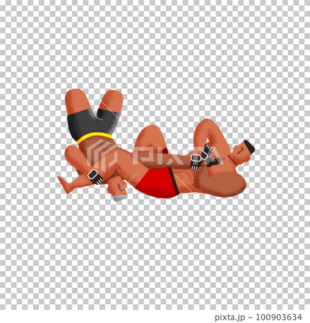 総合格闘技 MMA　関節技をかける男性のイラスト 100903634
