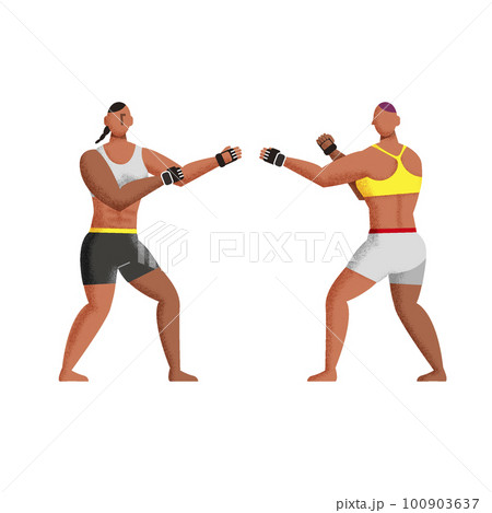 総合格闘技 MMA　構える女性のイラスト 100903637