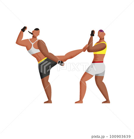 総合格闘技 MMA　キックする女性のイラスト 100903639