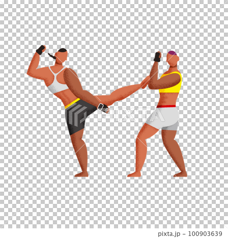 Mixed martial arts MMA Illustration of a woman kicking 100903639