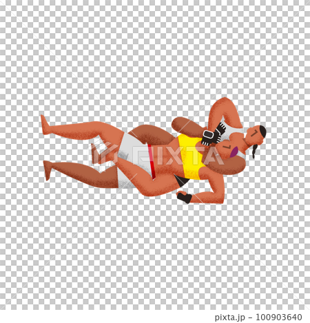 総合格闘技 MMA　締め技をかける女性のイラスト 100903640