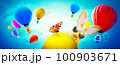 Funny Easter bunny. Happy Easter holiday concept. 100903671