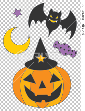 Halloween pumpkin and bat coloring book 100903968