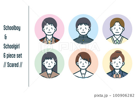 怖がっている男女の学生の6点セットno.1 100906282