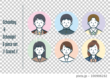 怖がっている男女の学生の6点セットno.1 100906282