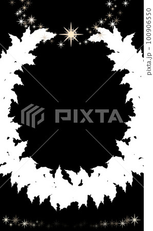 クリスマス☆縦型イラスト素材 柊のリース大シルエットと星 黒背景 色違い・差分有 クリスマス☆縦型イラスト素材 柊のリース大シルエットと星 黒背景 色違い・差分有 100906550