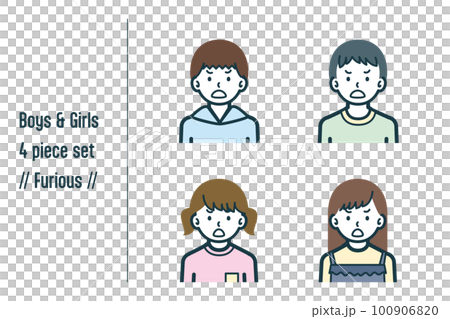 激怒している男の子&女の子の4点セットno.1 激怒している男の子&女の子の4点セットno.1 100906820