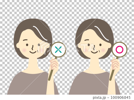 A woman with a circle A woman with a cross 100906845