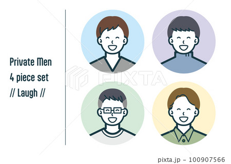 爆笑している私服の男性の4点セットno.1 爆笑している私服の男性の4点セットno.1 100907566