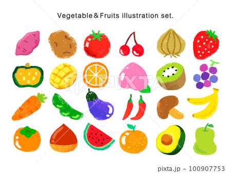 野菜と果物のイラストセットのイラスト素材 [100907753] - PIXTA