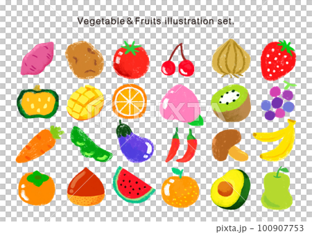 插圖集的蔬菜和水果 100907753