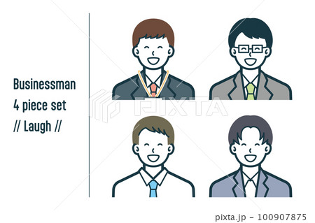 爆笑しているビジネスマンの4点セットno.1 爆笑しているビジネスマンの4点セットno.1 100907875