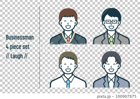 爆笑しているビジネスマンの4点セットno.1 爆笑しているビジネスマンの4点セットno.1 100907875