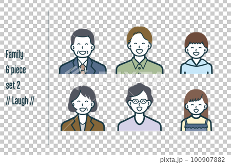 6-piece set no.2 of a three-generation family laughing 100907882