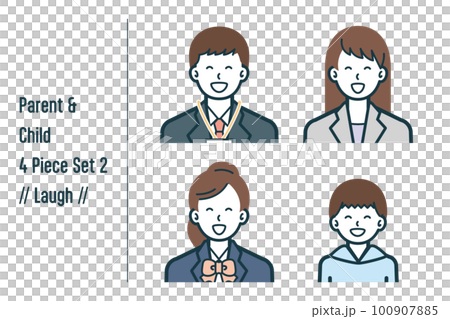 Laughing parent and child 4-piece set no.2 Laughing parent and child 4-piece set no.2 100907885