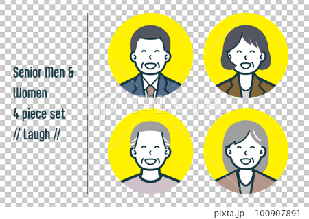 Laughing senior men and women 4-piece set no.1 Laughing senior men and women 4-piece set no.1 100907891