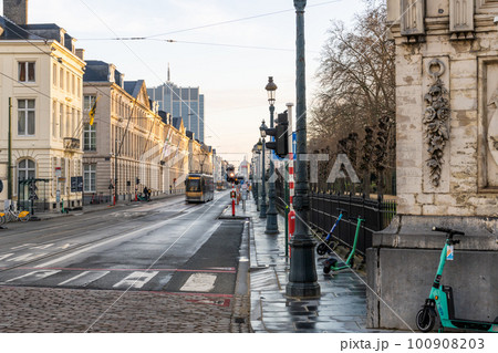 ブリュッセル公園近くの街並み 100908203