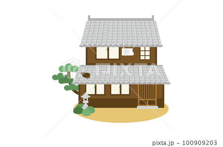 二階建ての日本家屋のイラスト 二階建ての日本家屋のイラスト 100909203