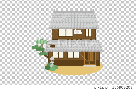 二階建ての日本家屋のイラスト 二階建ての日本家屋のイラスト 100909203