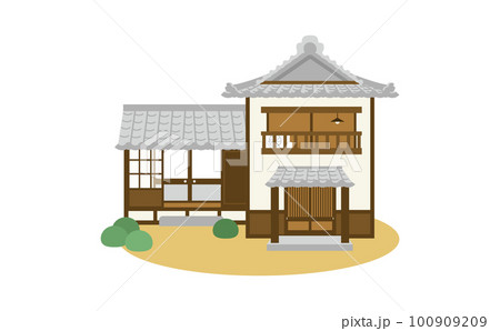 縁側のある日本家屋のイラスト 100909209