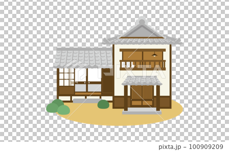 縁側のある日本家屋のイラスト 100909209