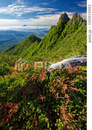 八ヶ岳連峰・権現岳山頂の岩峰と富士山 八ヶ岳連峰・権現岳山頂の岩峰と富士山 100910002
