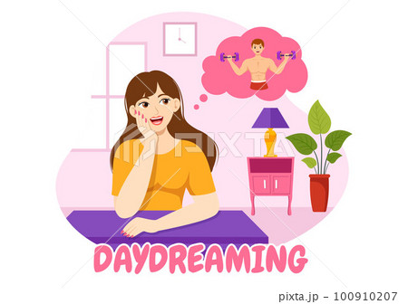 People Daydreaming Illustration with Imagining and Fantasizing in Bubble for Landing Page or Poster Templates in Flat Cartoon Hand Drawn People Daydreaming Illustration with Imagining and Fantasizing in Bubble for Landing Page or Poster Templates in Flat Cartoon Hand Drawn 100910207