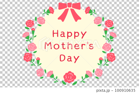 04Mother's Day 康乃馨花環和絲帶裝飾的母親節橫幅 英文 100910635