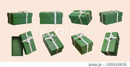 3D green giftboxes element set 100910656