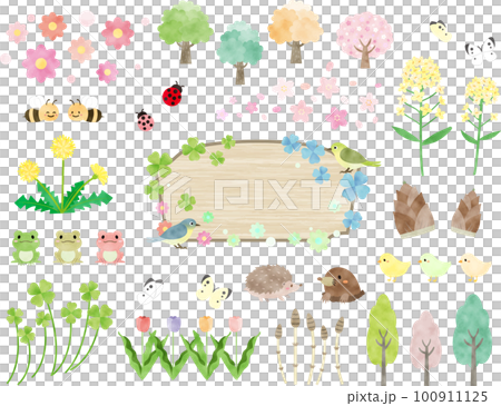 Cute spring illustration material Cute spring illustration material 100911125