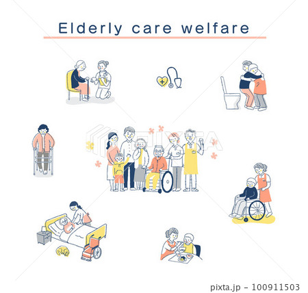 さまざまな介護福祉のイメージ　セット 100911503