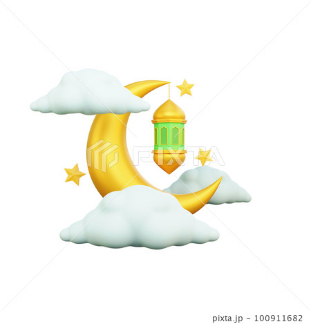 3d rendering moon and lantern ramadan icon 3d rendering moon and lantern ramadan icon 100911682