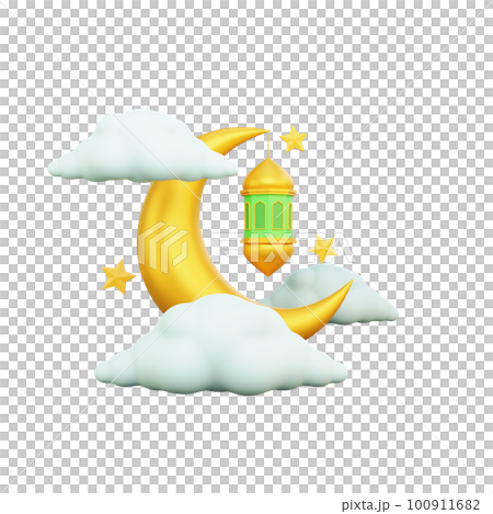 3d rendering moon and lantern ramadan icon 3d rendering moon and lantern ramadan icon 100911682