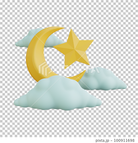 3d rendering moon and star ramadan icon 3d rendering moon and star ramadan icon 100911698